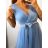 Šaty společenské elegantní krátké bez rukávů tilové dámské (S/M ONE SIZE) ITALSKá MóDA IMM22305/DR světle modrá