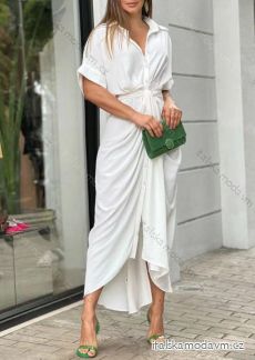 Šaty letní dlouhé košilové krátký rukáv dámské (S/M ONE SIZE) ITALSKÁ MÓDA IMM23M0727