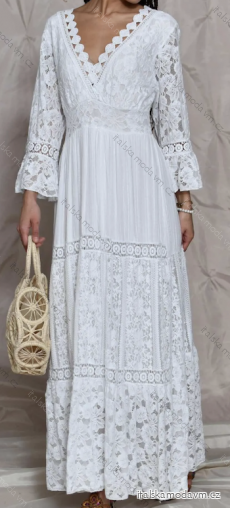 Šaty dlouhé elegantní krajkové dlouhý rukáv dámské (S/M ONE SIZE) ITALSKÁ MÓDA IMPSH2310384