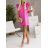 Šaty elegantní s volánky krátký rukáv dámské (S/M ONE SIZE) ITALSKÁ MÓDA IMD23279