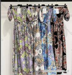 Šaty dlouhé letní carmen krátký rukáv dámské (S/M ONE SIZE) ITALSKÁ MÓDA IMPMD2397951