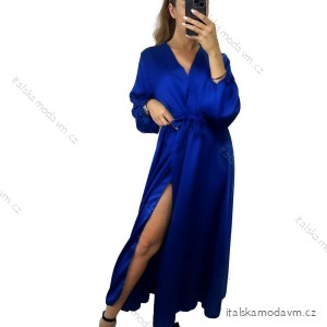 Šaty elegantní saténové dlouhý rukáv dámské (S/M.ONE SIZE) ITALSKÁ MÓDA IMM22HG3893