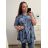 Tunika košilová dlouhý rukáv dámská (4XL/5XL ONE SIZE) ITALSKá MóDA IMC23PRATO/DU 4XL/5XL modrá