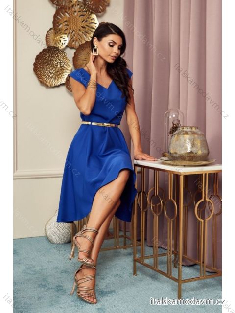 Šaty společenské bez rukávu dámské (36-56) POLSKÁ MÓDA PMLMR23KAREN-7 královská modrá 50