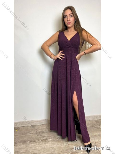 Šaty dlhé spoločenské bez rukávu dámske (34-54) POLSKÁ MÓDA PMLMR23ANITA-2 vínová 46