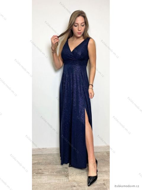 Šaty dlouhé společenské bez rukávu dámské (34-54) POLSKÁ MÓDA PMLMR23ANITA-4 tmavo modrá 54