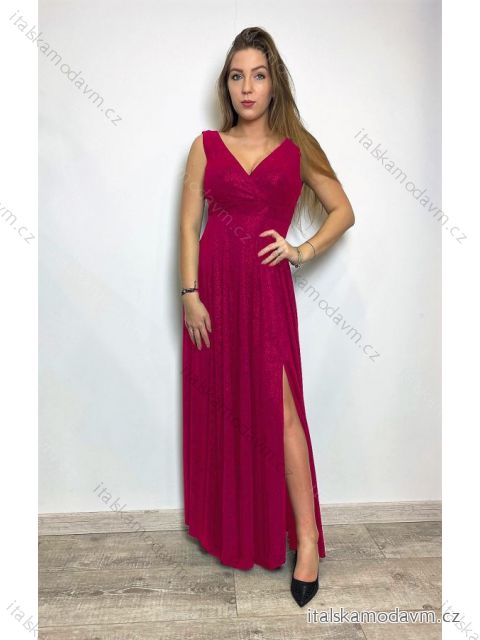Šaty dlhé spoločenské bez rukávu dámske (34-54) POLSKÁ MÓDA PMLMR23ANITA-7 vínová 42