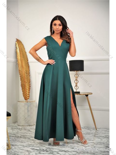 Šaty dlouhé společenské bez rukávu dámské (34-54) POLSKÁ MÓDA PMLMR23MILENA zelená 36
