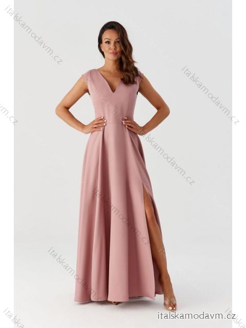 Šaty dlhé spoločenské bez rukávu dámske (34-54) POLSKÁ MÓDA PMLMR23MILENA-4 ružová 44
