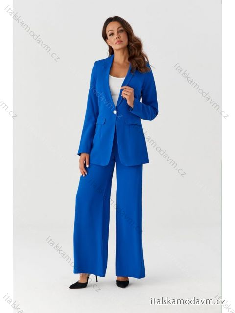 Souprava elegantní kalhoty dlouhé a sako dlouhý rukáv dámská nadrozměr (34-54) POLSKÁ MÓDA PMLMR23GARNITUR-4 královská modrá 34