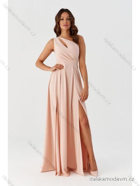 Šaty dlouhé společenské bez rukávu dámské (34-44) POLSKÁ MÓDA PMLMR23JULIA broskvová 40