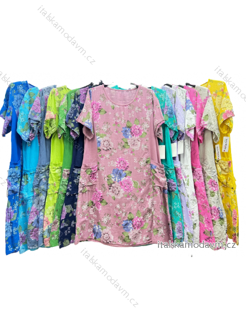 Šaty krátky rukáv dámske nadrozmer (XL/2XL ONE SIZE) TALIANSKA MÓDA IM423255