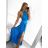 Šaty dlouhé elegantní skládané bez rukávu dámské (S/M ONE SIZE) ITALSKÁ MÓDA IMPGM2322112/DU S/M modrá