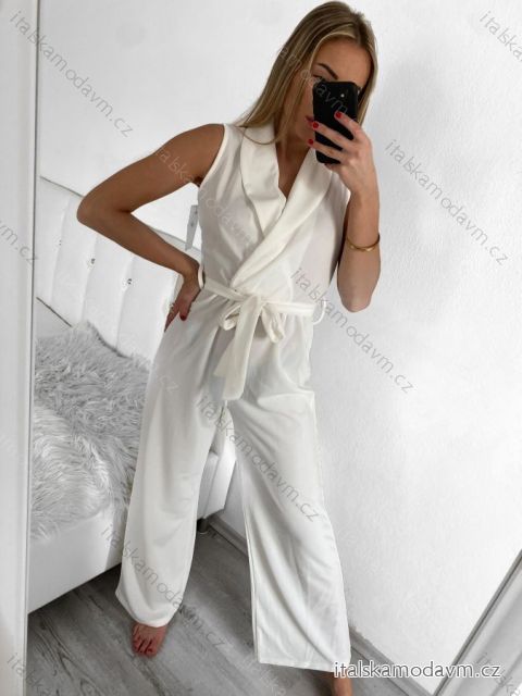 Overal dlhý elegantný bez rukávov dámsky (S/M ONE SIZE) TALIANSKA MÓDA IMWK2323667/DU S/M biela