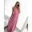 Šaty dlouhé společenské na ramínka dámské (S/M ONE SIZE) ITALSKÁ MÓDA IMPBB23B22631/DU S/M růžová