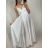 Šaty dlouhé saténové na ramínka dámské Elisabet (XS/S/M/L ONE SIZE) ITALSKÁ MÓDA IMM22360 bílá
