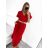 Šaty letní dlouhé s páskem krátký rukáv dámské (S/M ONE SIZE) ITALSKÁ MÓDA IMM23M7363/DUR S/M červená