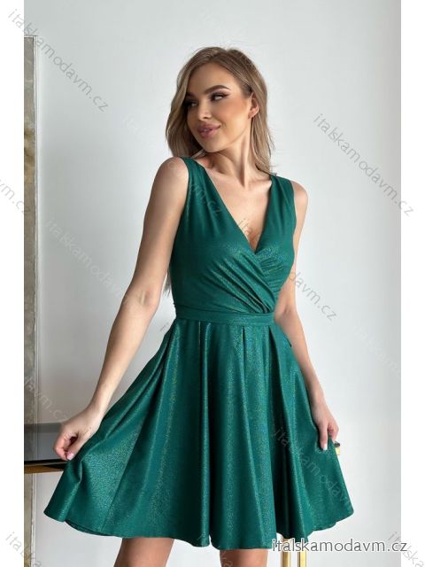 Šaty elegantní společenské bez rukávu dámské (36-46) POLSKÁ MÓDA PMLBC232215-13 zelená 46