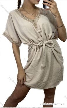 Šaty letní krátký rukáv dámské (S/M ONE SIZE) ITALSKÁ MÓDA IMWB23143/DU