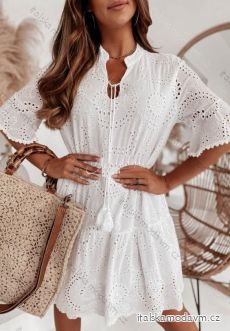 Šaty letní krajkové bavlněné krátký rukáv dámské (S/M ONE SIZE) ITALSKá MóDA IMM23M0820
