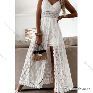 Šaty dlouhé elegantní krajkové na ramínka dámské (S/M ONE SIZE) ITALSKÁ MÓDA IMPCF233953tuta