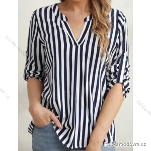 Tunika košilová dlouhý rukáv dámská proužek (S/M ONE SIZE) ITALSKÁ MÓDA IMPCF2336287