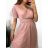 Šaty elegantné spoločenské krátky rukáv dámske (S/M/L/XL ONE SIZE) TALIANSKA MÓDA IMPSH2335891V/DURL/XL staroružová