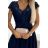 381-4 LINDA - šifonové šaty s krajkovým výstřihem - Námořnická modrá