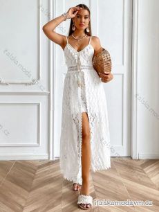 Šaty letní dlouhé krajkové na ramínka dámské (S/M ONE SIZE) ITALSKÁ MÓDA IMD23376