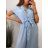 Šaty košilové krátký rukáv dámské (S/M/L ONE SIZE) ITALSKÁ MÓDA IMWB23295/DR M/L světle modrá