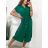 Šaty košilové krátký rukáv dámské (S/M/L ONE SIZE) ITALSKÁ MÓDA IMWB23295/DUR zelená
