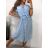 Šaty košilové krátký rukáv dámské (S/M/L ONE SIZE) ITALSKÁ MÓDA IMWB23295/DR M/L světle modrá