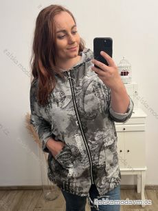 Mikina na zip s kapucí dlouhý rukáv dámská nadrozměr (2XL/3XL/4XL ONE SIZE) ITALSKÁ MÓDA IM423WRITE/DU