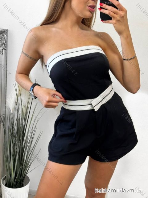 Croptop elegantní bez rukávu dámský (S/M ONE SIZE) ITALSKÁ MÓDA IMM2310519/DU S/M Černá