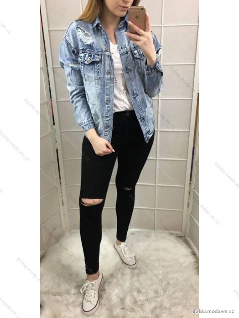 Bunda riflová oversize dámska (xs-XL) Talianska móda IMT19h61/DR