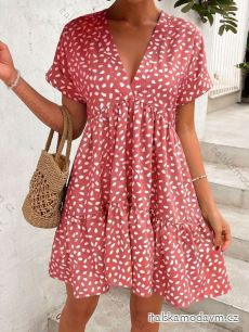Šaty volnočasové letní krátký rukáv dámské (S/M/L ONE SIZE) ITALSKÁ MÓDA IMD23427