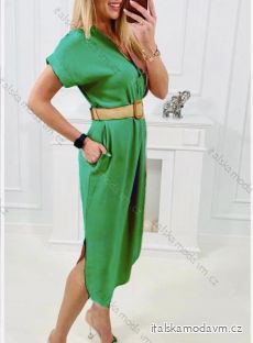 Šaty letní s páskem krátký rukáv dámské (S/M/L/XL ONE SIZE) ITALSKÁ MÓDA IMD23438