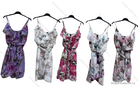 Šaty letní šifonové květované na ramínka dámské (S/M ONE SIZE) ITALSKÁ MÓDA IMD23425