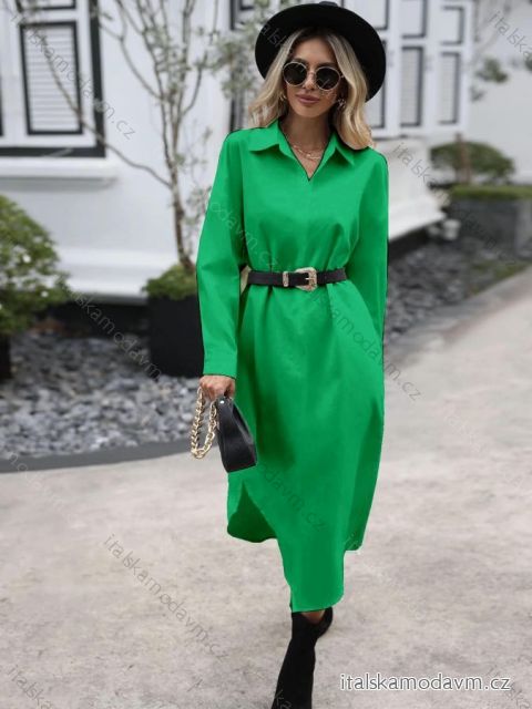 Šaty elegantné košeľové dlhý rukáv dámske (S/M/L/XL ONE SIZE) TALIANSKA MÓDA IMM23M28074/DU