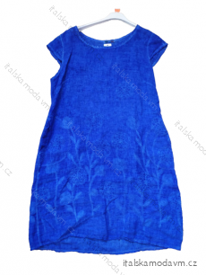 Šaty lněné letní krátký rukáv  dámské (50-62) ITALSKá MóDA IM422STELA9/DR