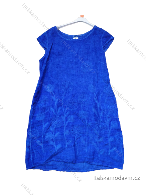 Šaty lněné letní krátký rukáv  dámské (50-62) ITALSKá MóDA IM422STELA9/DR 54 královská modrá