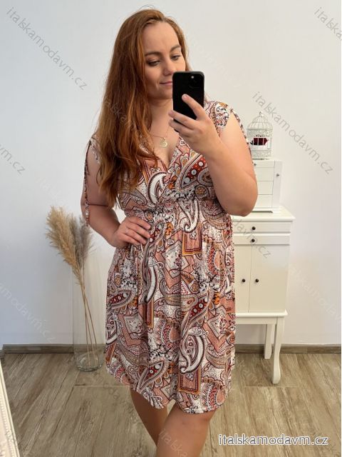 Šaty bez rukávu dámské (L/XL/2XL ONE SIZE) AINUOSI  FRANCOUZSKÁ MÓDA FMB23025-3/DUR XL/2XL oranžová