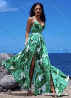 Šaty dlouhé letní na ramínka květované dámské (S/M/L ONE SIZE) ITALSKÁ MÓDA IMWE231991/DU