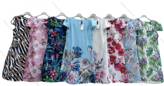 Šaty elegantní letní krátký rukáv dámské (S/M ONE SIZE) ITALSKÁ MÓDA IMD23424