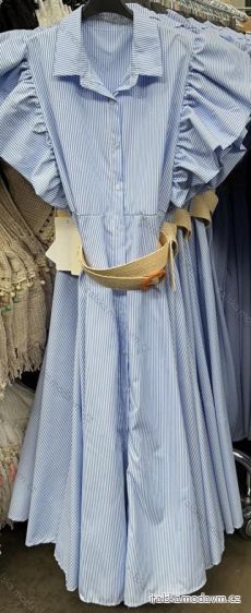 Šaty dlouhé letní košilové krátký rukáv dámské (S/M ONE SIZE) ITALSKÁ MÓDA IMM23M3239