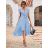 Šaty letní elegantní bez rukávu dámské (S/M ONE SIZE) ITALSKÁ MÓDA IMD22351 světle modrá S/M