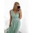 Šaty dlouhé společenské elegantní bez rukávu dámské (S/M ONE SIZE) ITALSKÁ MÓDA IMPSH223598/DU zelená