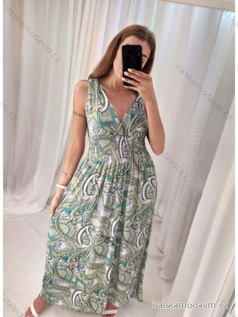 Šaty dlouhé elegantní icecool bez rukávu dámské (M/L, XL/XXL) AINUOSI  ITALSKÁ MODA IMB23FW56-20 modrá M/L