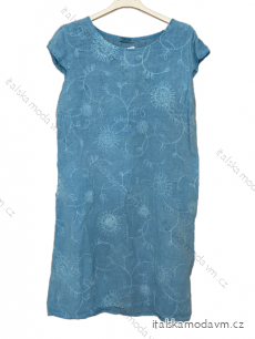 Šaty lněné letní krátký rukáv dámské (52-60) ITALSKá MóDA IM423LINA-5/DU