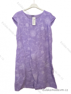 Šaty lněné letní krátký rukáv dámské (52-60) ITALSKá MóDA IM423LINA-6/DU